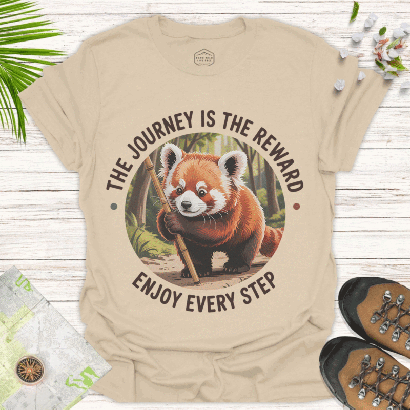 Unisex Red Panda Tee with Inspirational Quote for Nature Fans - sand