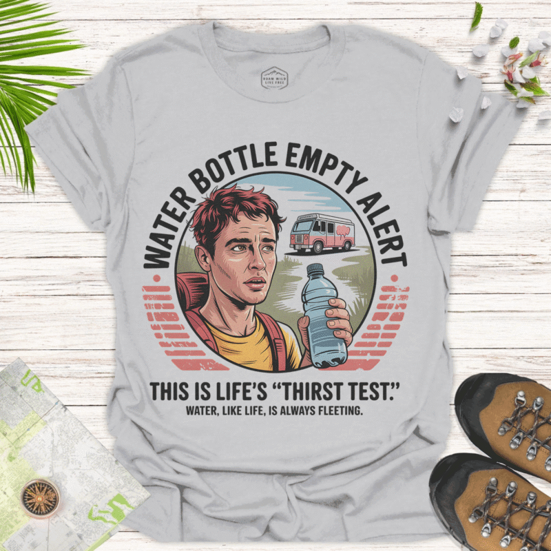 Water Bottle Empty Alert — Funny Tee for Hydration Lovers - ice grey