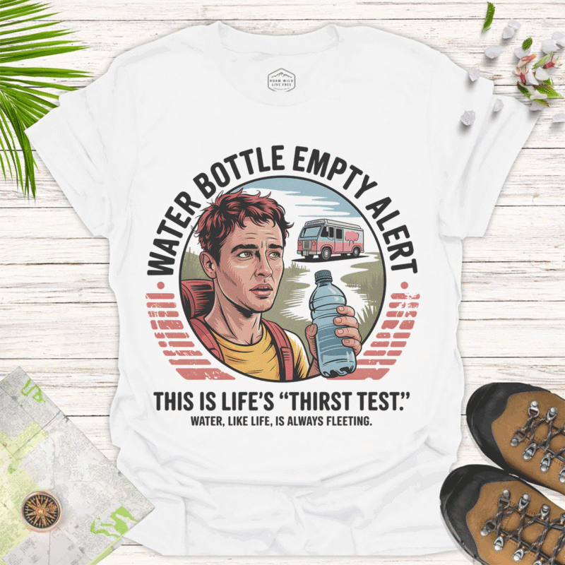 Water Bottle Empty Alert — Funny Tee for Hydration Lovers - white