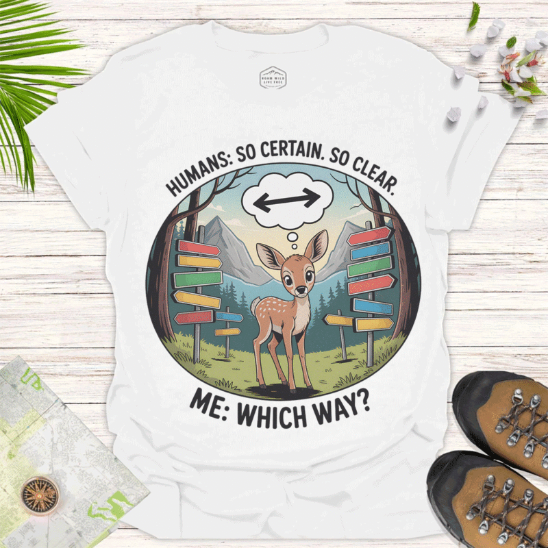 Whimsical Deer — Charming Tee for Nature Lovers - white