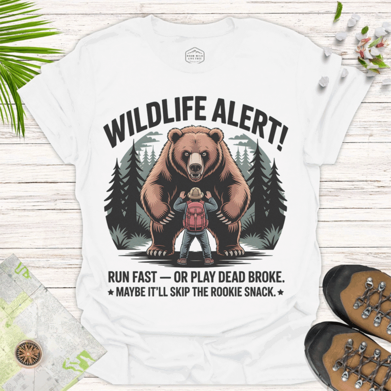Wildlife Alert Unisex T-Shirt - Fun Outdoor Adventure Tee - white