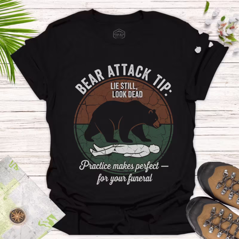 Adventure Ready Tee – Bear Humor Shirt for Nature Lovers - black