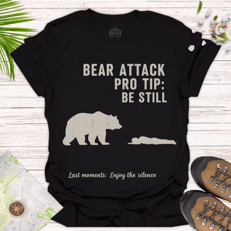 Bear Pro Tip Tee – Funny Survival Shirt for Campers - black