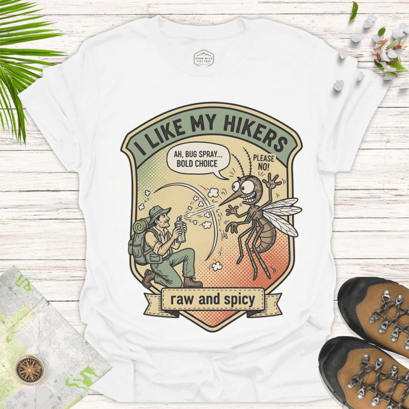 I Like My Hikers Raw Tee – Adventure Shirt for Campers - white