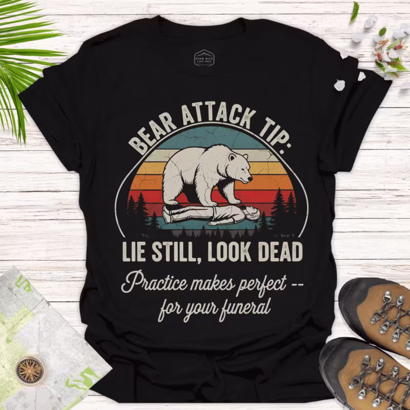 Quotable Bear Tee – Practical Joke Gift for Campers - black