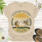 Spray & Pray Tee – Funny Hiking Shirt for Camp Lovers - sand