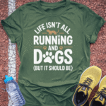 Running & Dogs T-Shirt - Military Green
